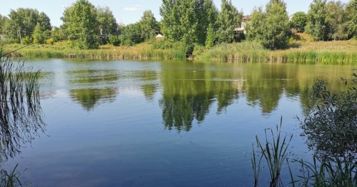 Рыбалка на водоеме в селе Бобровке Харьковской области